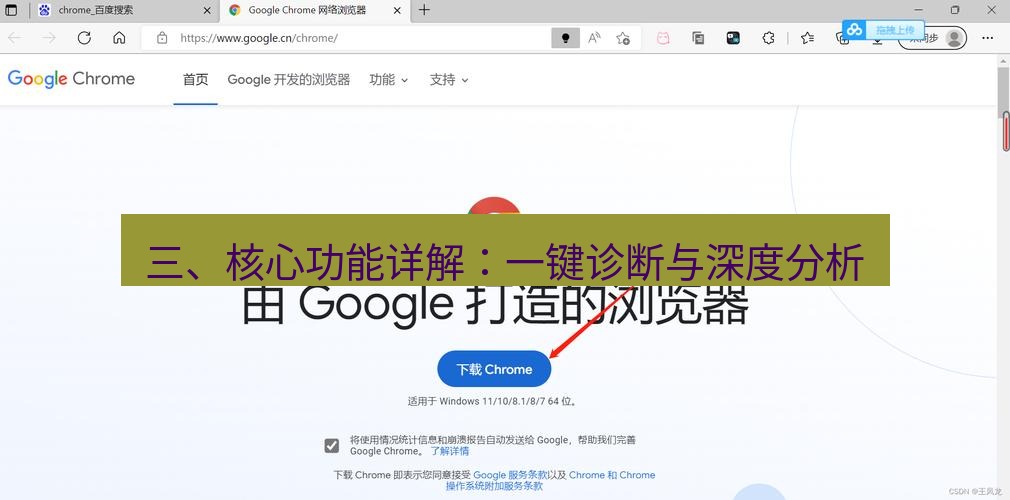 谷歌浏览器下载 三、核心功能详解：一键诊断与深度分析